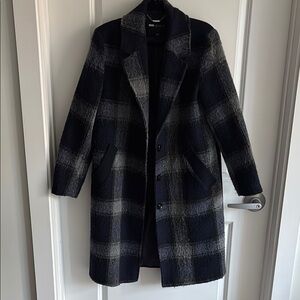 Bernardo Black and Gray Plaid Coat